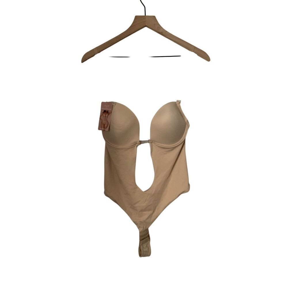 Sexy Life Womens Size Large Bodycon Bodysuit for Dresses Tan Nude Stretch NWT